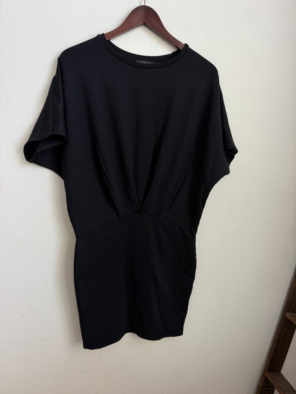 Athleta Pronto Dark Gray Dress Dolman Short Sleeve Crew Neck XSmall